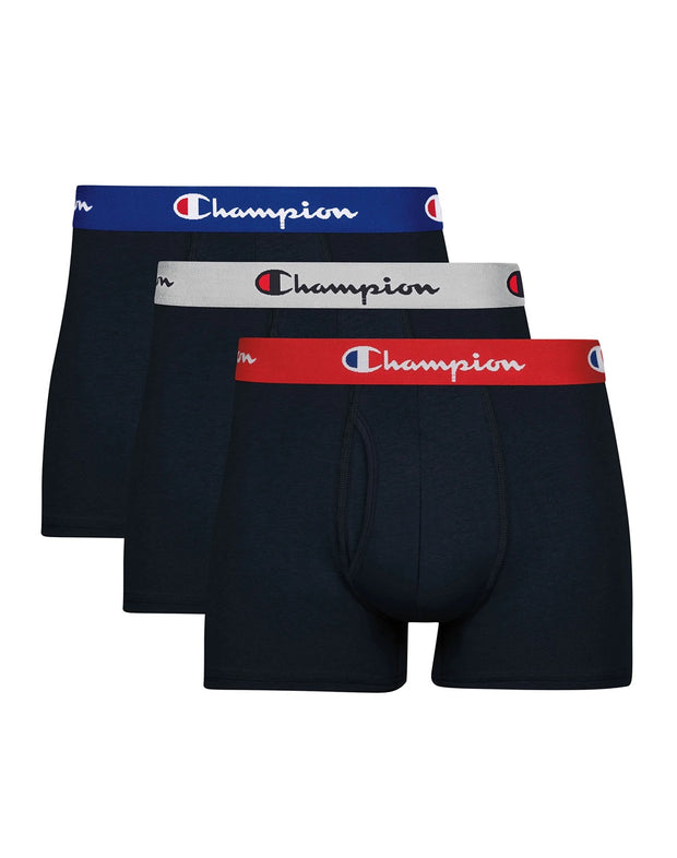 Champion Men's Trunks, Every Day Comfort Stretch Cotton Moisture 3-Pack - CTRKBK