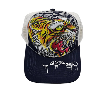 Ed Hardy Screaming Tiger Hat Navy/White - EHH0001-9