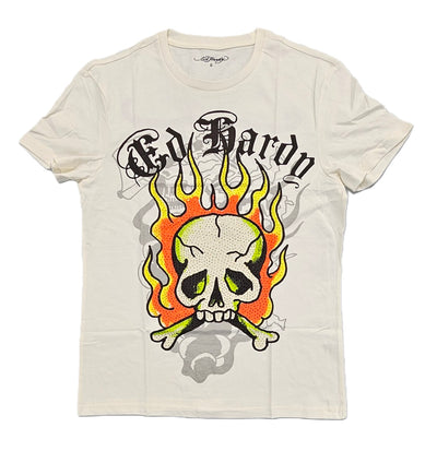 Ed Hardy Flame Skull Rhinestone Short Sleeve Men's T-Shirt - EHM1100-106RS