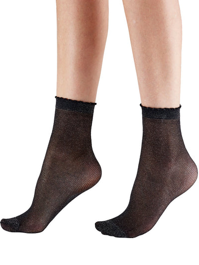 Pretty Polly Sparkle Ankle High Sheer Socks One Size Black/Silver - NPAYN9