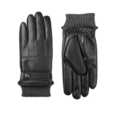 Isotoner Men's Faux Leather Sleek Heat Winter Gloves - 70161