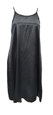 PJ Harlow Satin Knee Length Gown With Spaghetti Straps & Gathered Back Ruby