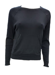 PJ Harlow Becca Long Sleeve Semi Crop Rib Sweatshirt With Satin