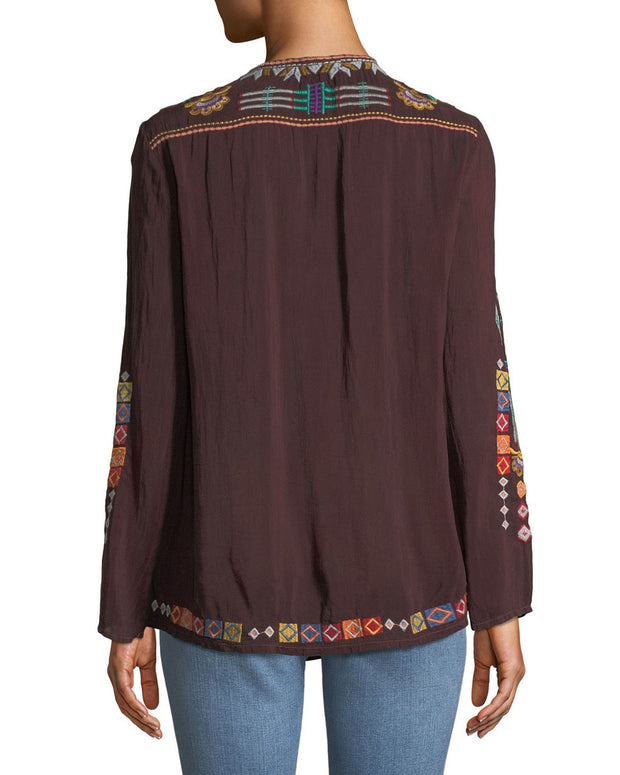 Johnny was Free Spirit Embroidered Georgette Blouse - C14818