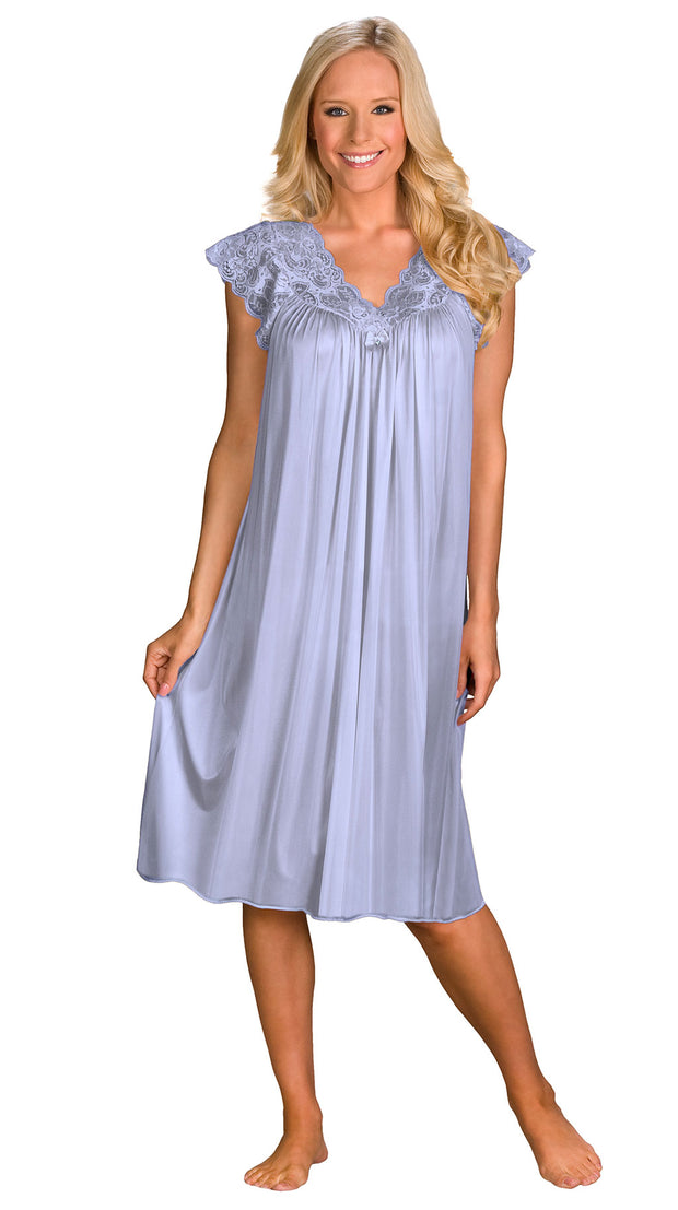 Shadowline Short Lace Cap Sleeve Nightgown - 36737