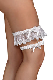 iCollection 2pc. Lace Garter Belt White One Size - 7401