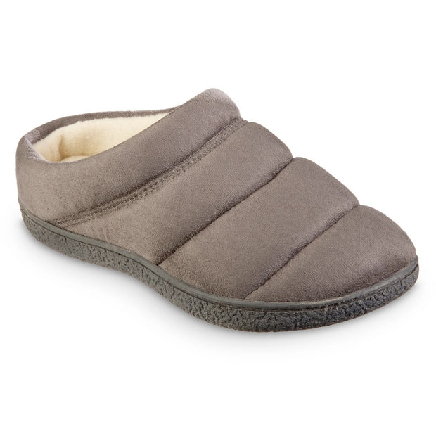 Isotoner Recycled Microsuede Puffer Clog Slipper with Enhanced Heel Cushion - 8520