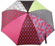 Totes Auto Open Umbrella Wooden Handle, Upcycled Patchwork - 9721 (U47)