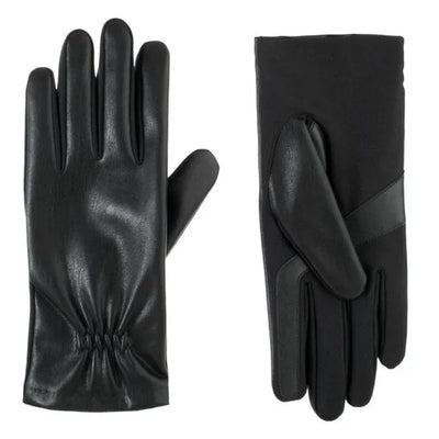 isotoner Women's Faux Stretch Leather  Black Glove (Fleece) - A30671