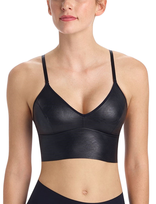 Commando Faux Leather Long Line Bralette - BRA402