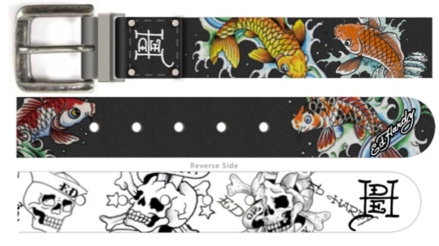 Ed Hardy 38mm Coi and Skull Reversible Belt - BX91623EHQA