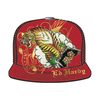 Ed Hardy Tiger Mountain Trucker Rhinestone Hat - EHH0001-46RS