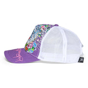 Ed Hardy Embroidered Floral Tiger Purple/White Hat O/S - EHH0001-14