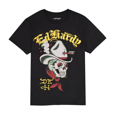 Ed Hardy Men's Cowboy Skull Throwback Rhinestone Tee - EHM1100-147RS