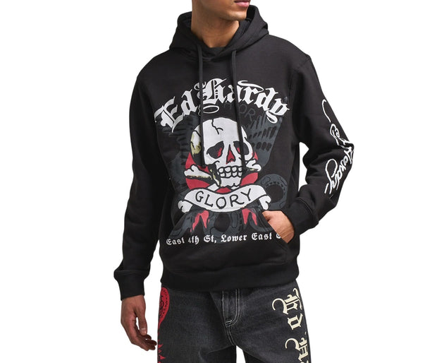 Ed Hardy Men's DG Skull Fleece Pullover Hoodie - EHM1300-74
