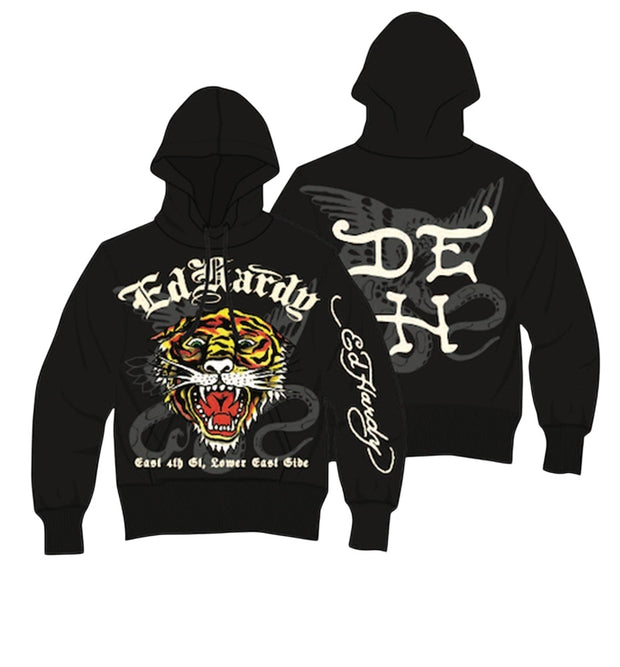 Ed Hardy Men's Tiger Head Rhinestone Hoodie - EHM1300-85RS