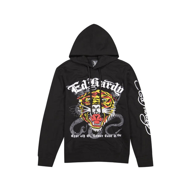 Ed Hardy Men's Tiger Head Rhinestone Hoodie - EHM1300-85RS