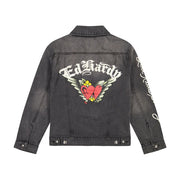 Ed Hardy Unisex Heart Wings Denim Jacket - EHUO7104-4