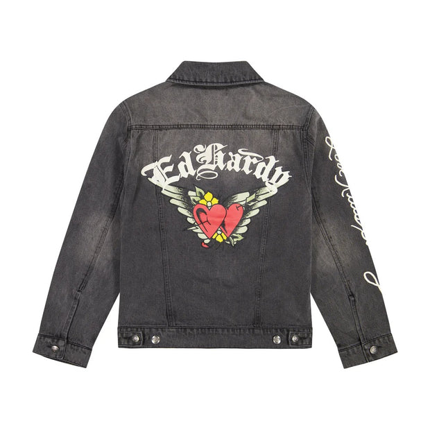 Ed Hardy Unisex Heart Wings Denim Jacket - EHUO7104-4