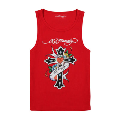 Ed Hardy Cross Rhinestone Tank Top - EHW1207-2RS