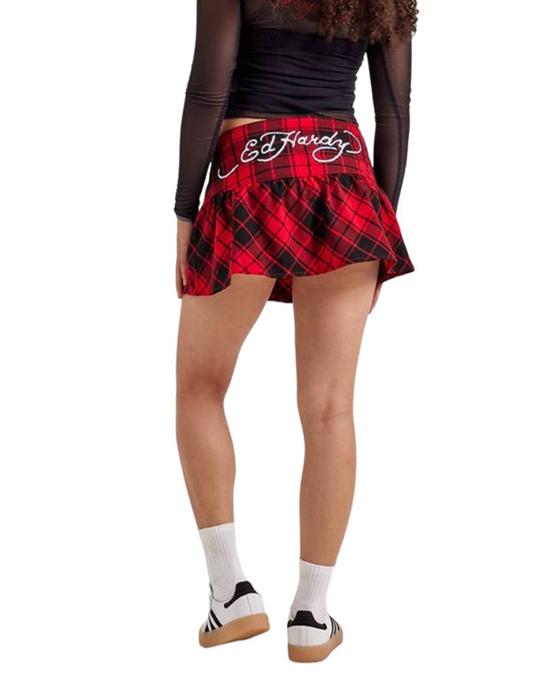 Ed Hardy Dragon Plaid Flare Miniskirt - EHW6001-1