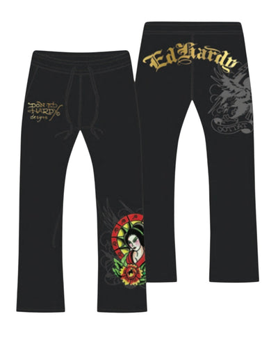 Ed Hardy Lady Flower Sweatpant Black - EHW8200-70