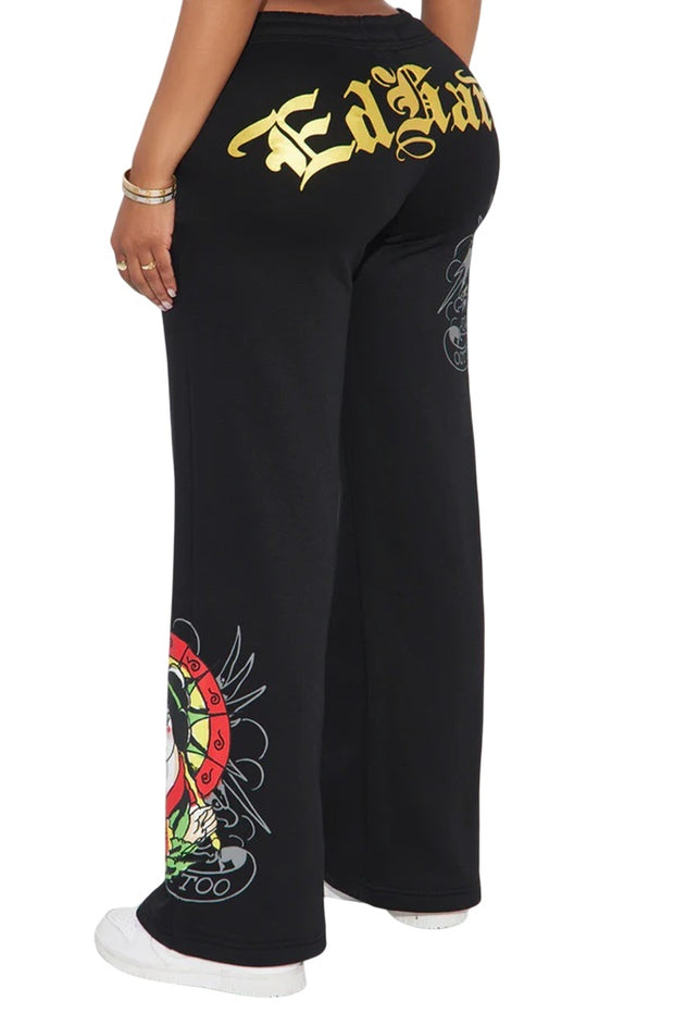 Ed Hardy Lady Flower Sweatpant Black - EHW8200-70