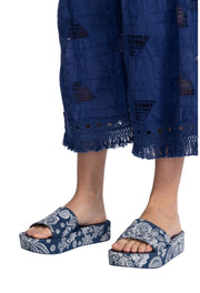 Johnny Was Bandana Embroidered Denim Platform Slide - JWS28225-2