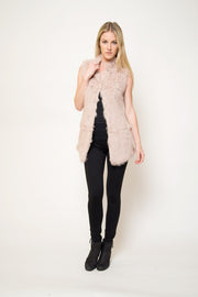 Love Token Bloked Genuine Rabbit Fur Vest - LT06-40NR