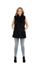 Love Token Faye Spread Collar Genuine Real Rabbit Fur Vest - LT12-50