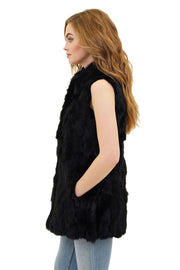 Love Token Faye Spread Collar Genuine Real Rabbit Fur Vest - LT12-50