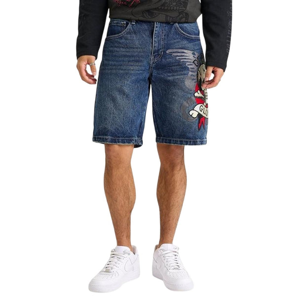 Ed Hardy Death or Glory Skull Denim Skater Short - MEHD8002-7