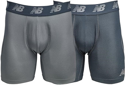 New Balance Men's Mesh Air Cool 6" Boxer Brief, Steel Thunder, 2 Pack - NB3003-2 (043N)