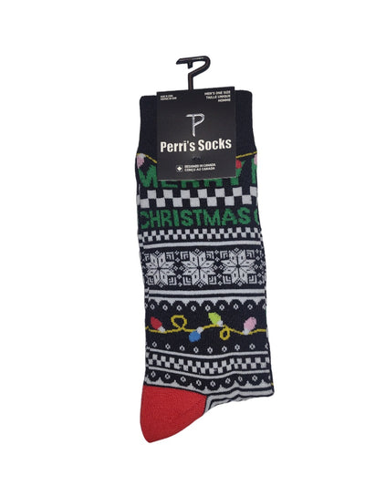 PERRI'S SOCKS Novelty Christmas Lights Crew, Black - PSE126-001, O/S