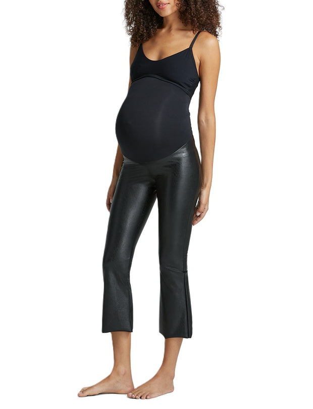 Commando Faux Leather Maternity Cropped Flare Leggings - SLG59