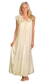 Shadowline Long Lace Cap Sleeve Nightgown - 32737
