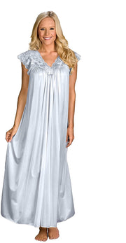 Shadowline Long Lace Cap Sleeve Nightgown - 32737
