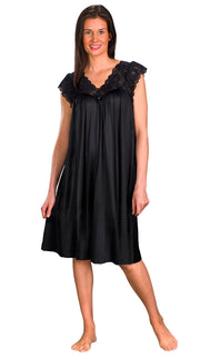 Shadowline Short Lace Cap Sleeve Nightgown - 36737