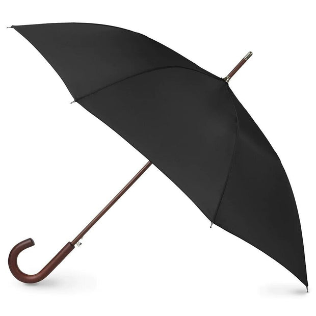 Totes Blue Line Auto Wooden Stick Umbrella Black - 9302