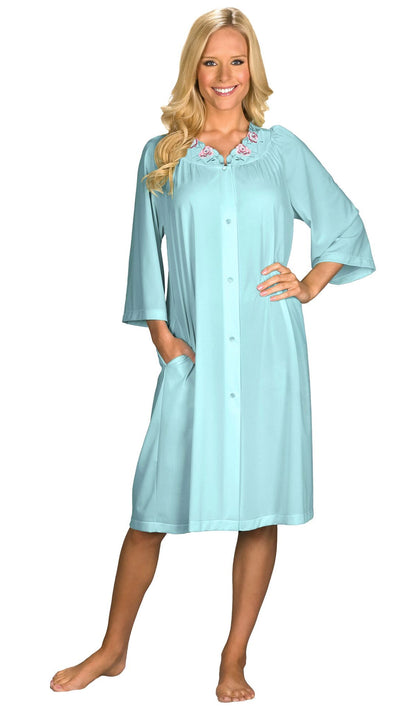 Shadowline Short 3/4 Sleeve Button Down Robe - 77280