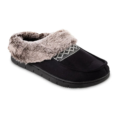 Isotoner Women's Recycled Microsuede and Faux Fur Hoodback Slippers - 8255