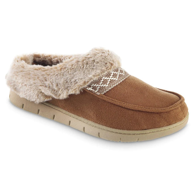 Isotoner Women's Recycled Microsuede and Faux Fur Hoodback Slippers - 8255