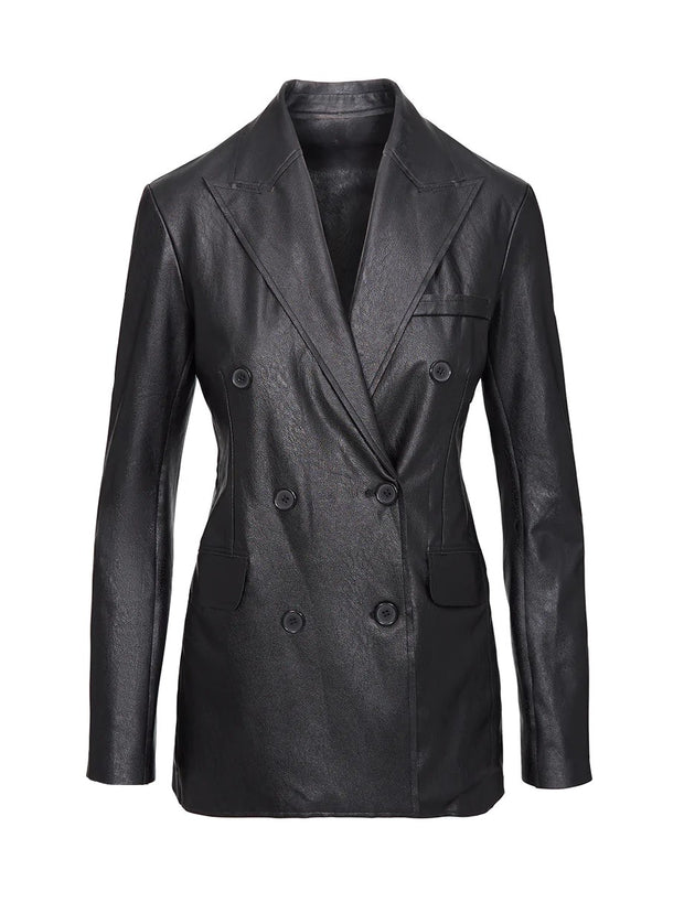 Commando Faux Leather Double-Breasted Blazer - FLT200