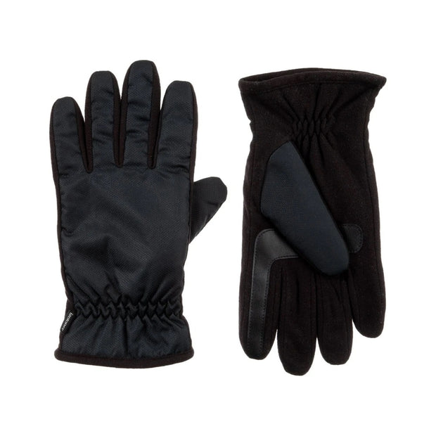 Isotoner Men’s Nylon & Fleece Gloves with Gathered Wrist - A70171