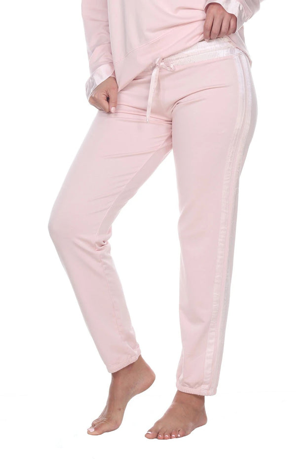 PJ Harlow Blythe French Terry Sweat Pant With Satin Waistband and Trim