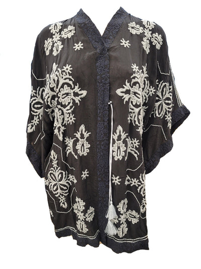 Johnny Was Dorothea Tassle-Tie Embroidered Kimono - C43720-D