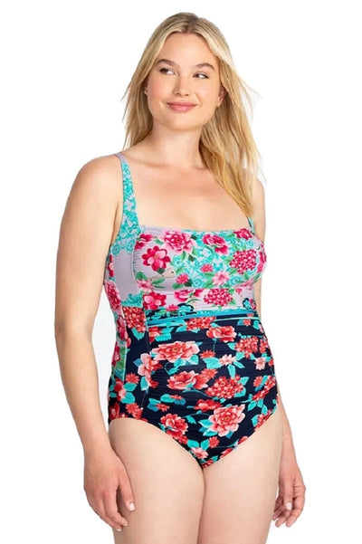 Johnny Was Japer Ruched One Piece Swimsuit - CSW2122-Y