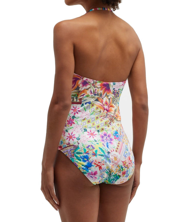 Johnny Was Ruched Sweetheart One Piece Swimsuit - CSW5222BN