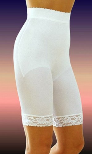 Rago Shapewear Long Leg Lacette White Body Briefer Band Plus Size