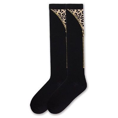 K. Bell Women's Faux Zipper Leopard Knee High Socks One Size - KBWF15N131-01